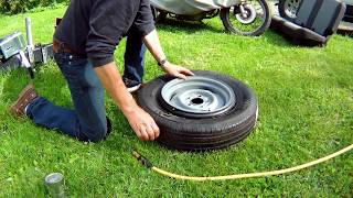 Seating a Car or Trailer Tire Bead Using a Bicycle Tube [upl. by Ettezus]