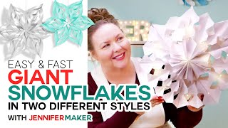 Easy Giant Paper Snowflakes Pattern  StarttoFinish Tutorial [upl. by Maillliw]