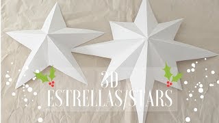 Como Hacer Estrella de Papel 3D 5 y 8 puntas How To Make a 3D Star 5 amp 8 Points diy [upl. by Atiuqer232]