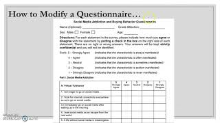 How to modify questionnaire  Quantitative Research for SHS [upl. by Acinoreb]