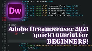 Adobe Dreamweaver 2021 quick tutorial for BEGINNERS [upl. by Pantheas]